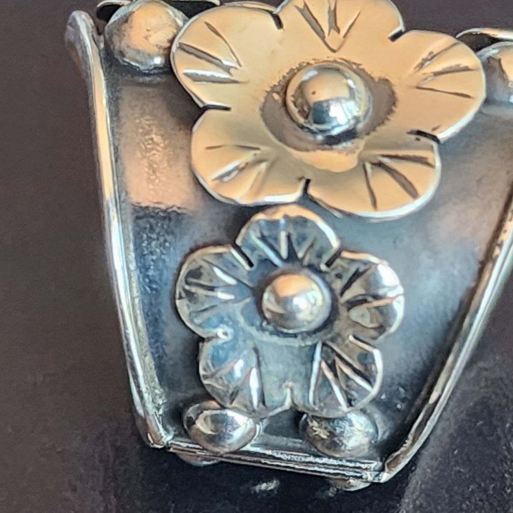 🌼Floral SilverTaxco Made Ring Adjustable Fits Size 6-8 - Picture 6 of 16